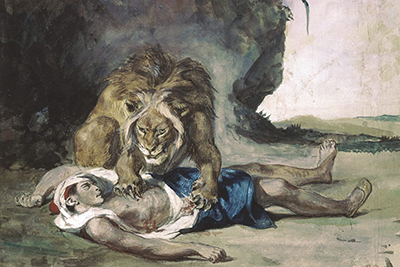 Lion Rending Apart a Corpse Eugene Delacroix